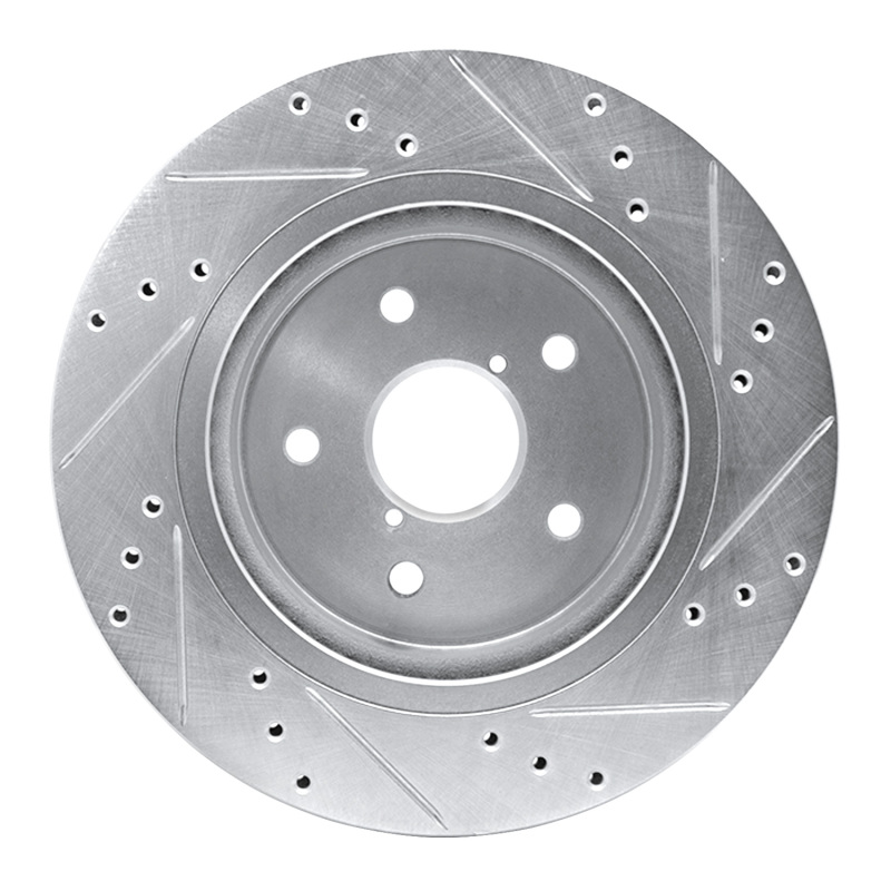 Subaru Outback Brake Rotor (1) - Rear Left - R1 Concepts - Drilled & Slotted - Silver - `15-`25